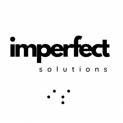 Imperfect Solutions logo in black and white, with the words 'Imperfect Solutions' and the letters 'I' and 'S' represented in Braille dots below.
Accessibility Training & Marketing